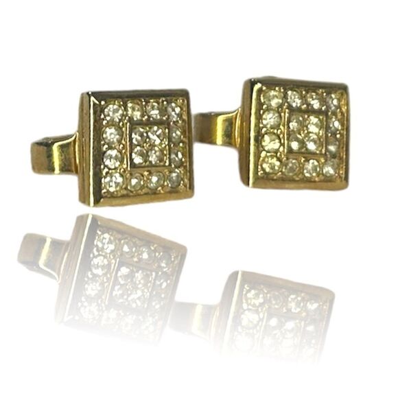 Nini Ricci Gold/Crystal Vintage Clip on Earrings - Picture 1 of 8